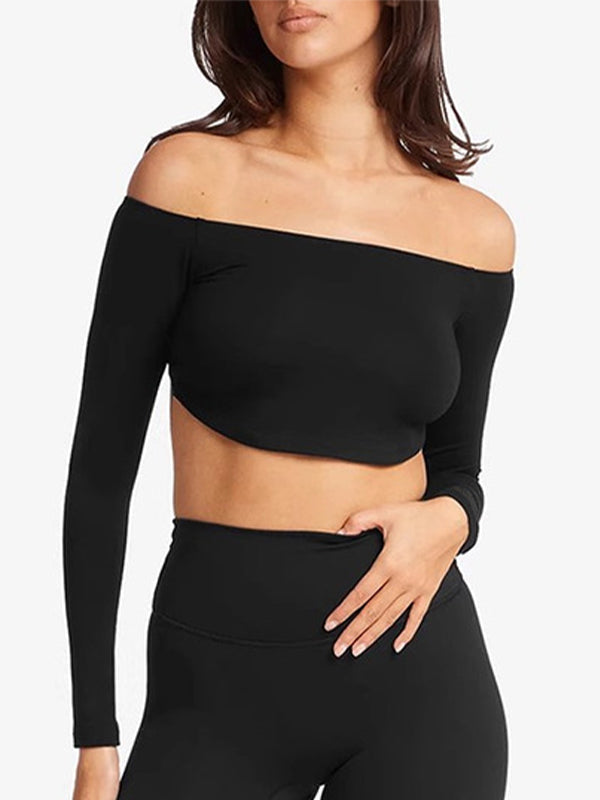 ZASUWA Female Sexy Solid Color Backless Elastic Tight Long Sleeves