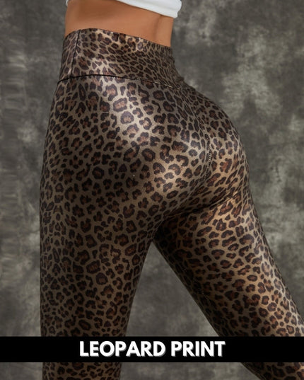 ZASUWA Female PU Faux Leather Snake Print Leggings