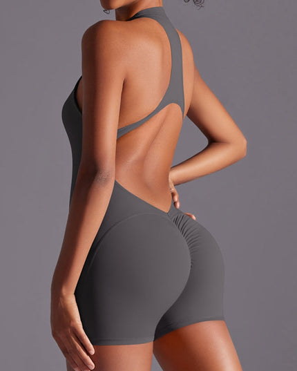 ZASUWA Female Zipper Backless Scrunch Bum Romper