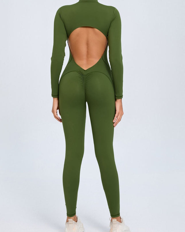 ZASUWA Female Backless Zipper Hollow Out Scrunch Bum Jumpsuit