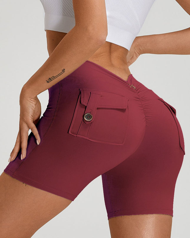 ZASUWA Female Deep V Back Pocket Scrunch Bum Booty Shorts