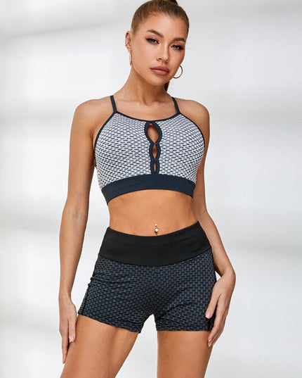 ZASUWA Female Cutout Tiktok Honeycomb Pocket Peach Hip Short Tracksuit