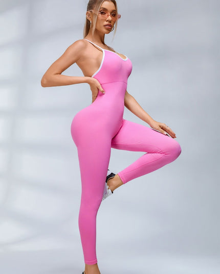 ZASUWA Female Contrast Color Cross Back Ribbed Jumpsuit