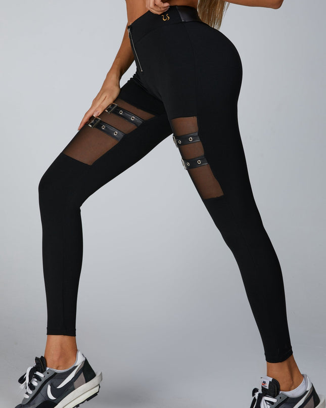 🖤ZASUWA Female Buttons Cutout Mesh Zipper Faux Leather Corset Tracksuit