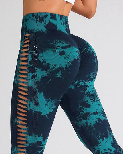 ZASUWA Female Hot Tie-dye Hollow Out Hot Booty Leggings