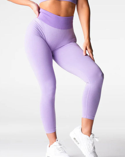 ZASUWA Female Corset Contrast Color Elastic Tight Quick Dry Hip-lift Leggings