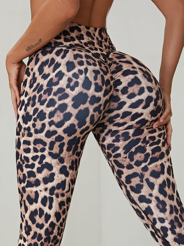🖤ZASUWA Female Leopard Scrunch Bum U Collar BacklessTracksuit