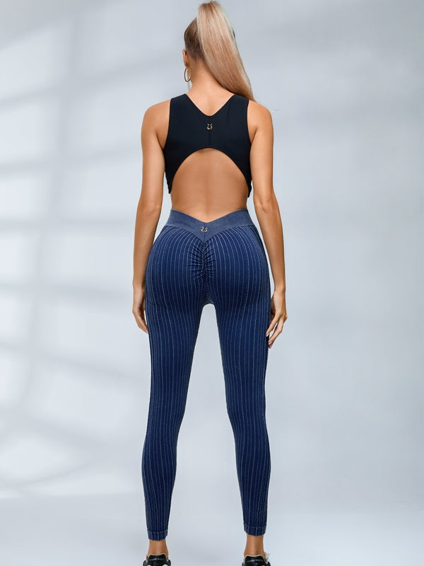 ZASUWA Female V-shaped Waist Ribbed High-waisted Hip-lift Scrunch Bum Tracksuit