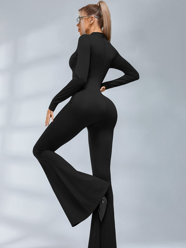 🖤ZASUWA Female Trendy Zipper Flare Body-fit Jumpsuit