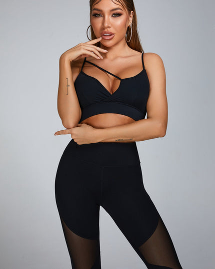 ZASUWA Female Cutout Backless High Waist Stretch Mesh Stitching Tracksuit