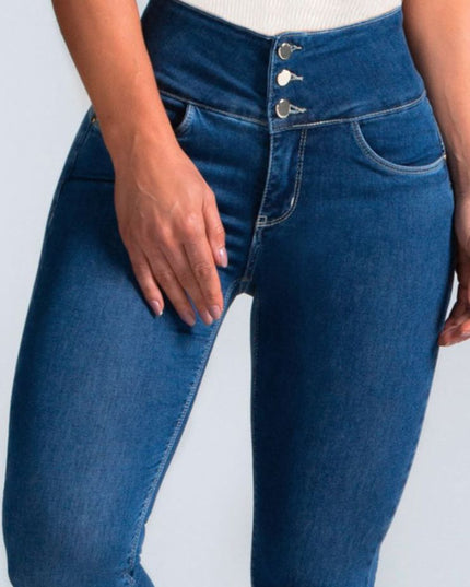 ZASUWA Female Denim Elastic Tight Pocket Cargo Leggings