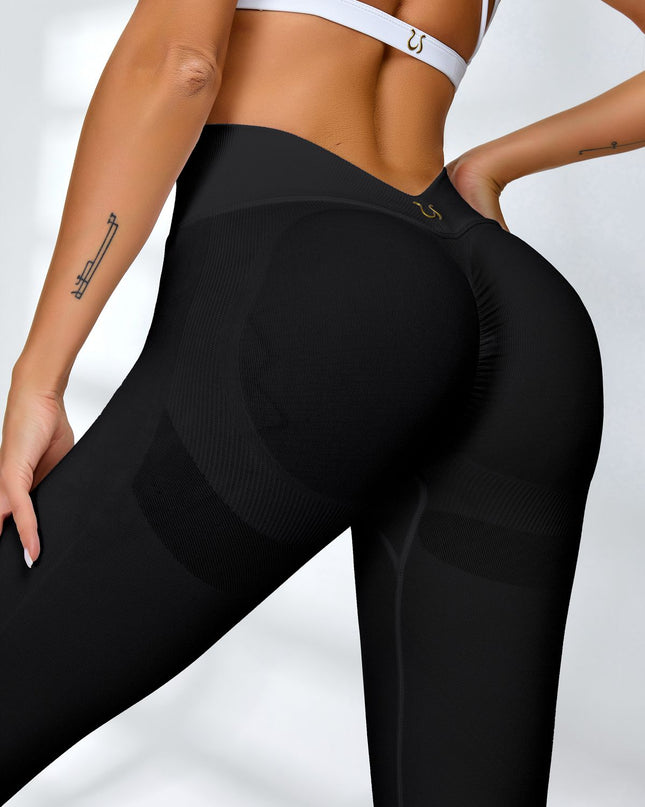 ZASUWA Female Sexy Deep V Back Scrunch Bum Leggings