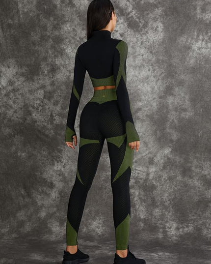 ZASUWA Female 3 Pieces Long Sleeve Zippers Fitness Suit