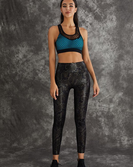 ZASUWA Female High Impact Shockproof Faux Leather Snake Print Sportswear