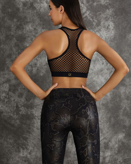 ZASUWA Female High Impact Shockproof Faux Leather Snake Print Sportswear