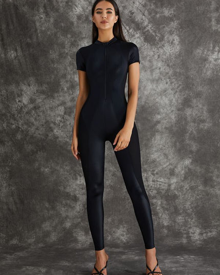 ❤ZASUWA Female Sexy Zipper Breathble Shortsleeve Jumpsuit