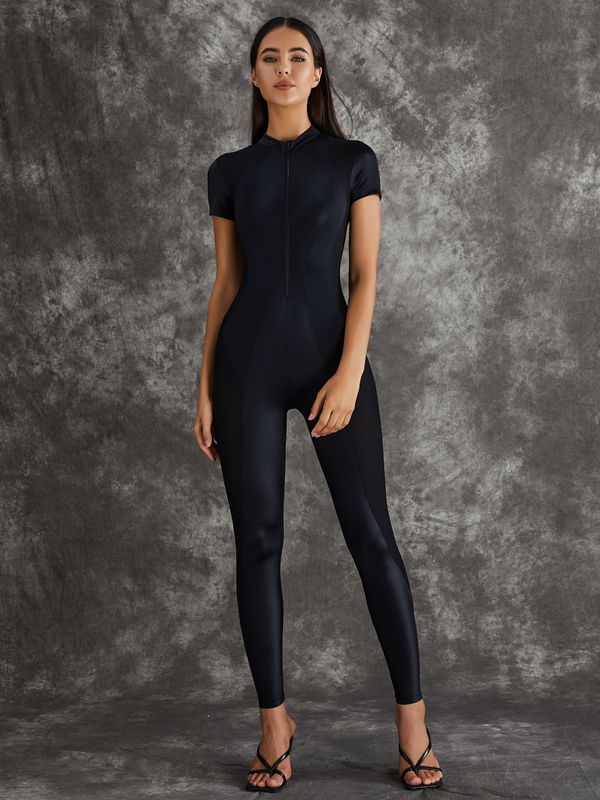 ❤ZASUWA Female Sexy Zipper Breathble Shortsleeve Jumpsuit
