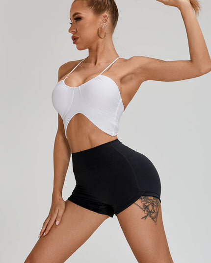 ZASUWA Female Halter Folds Pleated Backless Sports Bras