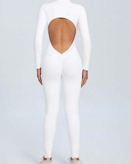 ZASUWA Female Backless Zipper Hollow Out Scrunch Bum Jumpsuit