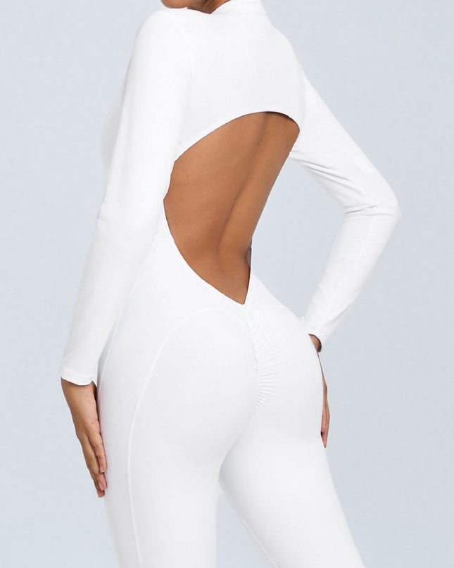 ZASUWA Female Backless Zipper Hollow Out Scrunch Bum Jumpsuit