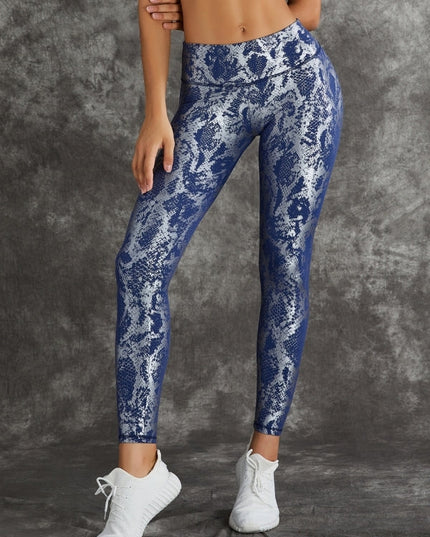 ZASUWA Female High Waist Bronzed Snakeskin Leggings