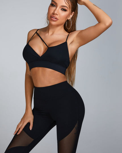 ZASUWA Female Cutout Backless High Waist Stretch Mesh Stitching Tracksuit
