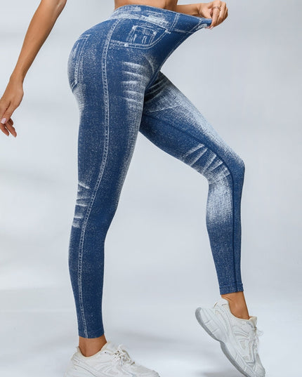 ZASUWA Female Deep V Back Denim Scrunch Bum Leggings