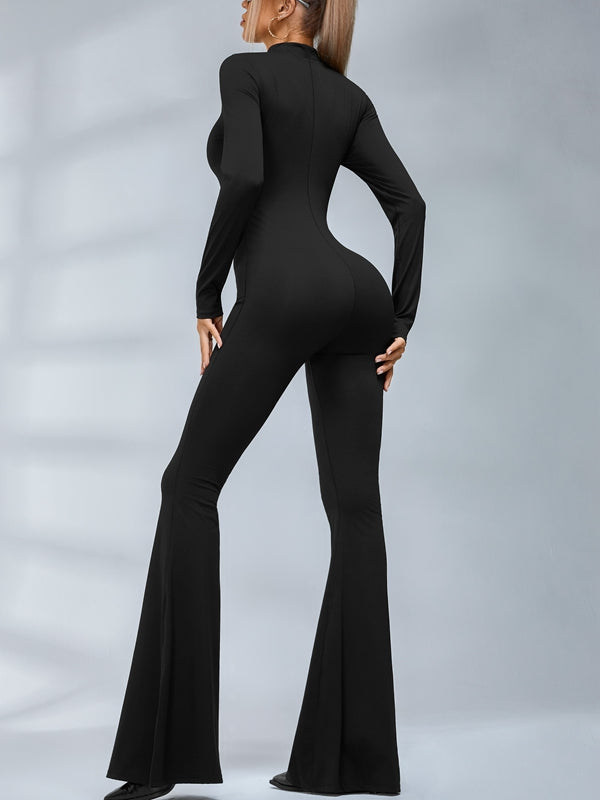🖤ZASUWA Female Trendy Zipper Flare Body-fit Jumpsuit