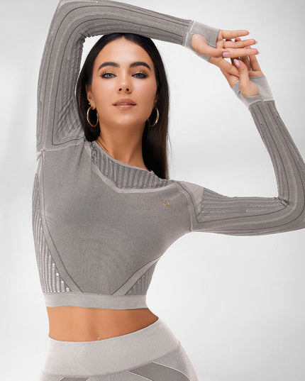 ZASUWA Female Fishnet Knitted Seamless High-waist Tracksuit