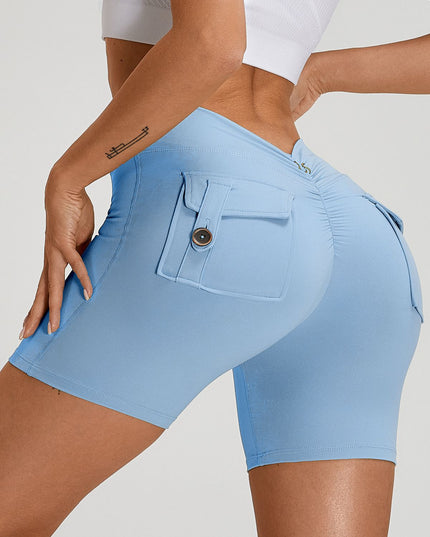 ZASUWA Female Deep V Back Pocket Scrunch Bum Booty Shorts