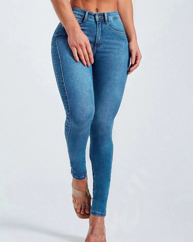 ZASUWA Female Sexy Denim Elastic Tight Pocket Cargo Leggings