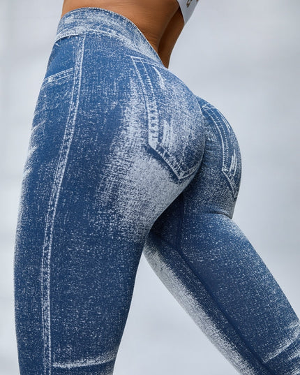 ZASUWA Female Deep V Back Denim Scrunch Bum Zipper High-support Tracksuit