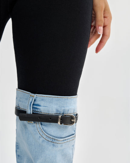 ZASUWA Female Contrast Color Denim Flare Fashion Pants