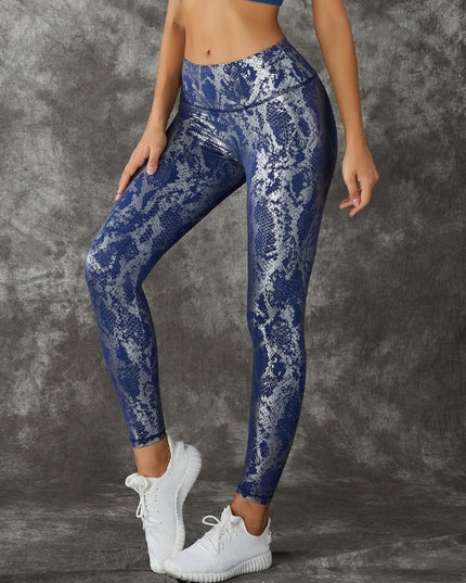 ZASUWA Female High Waist Bronzed Snakeskin Leggings