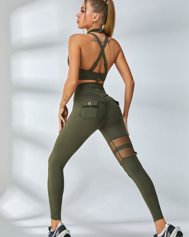 ZASUWA Female Unique Cut Out Pocket Mesh Scrunch Bum Leggings