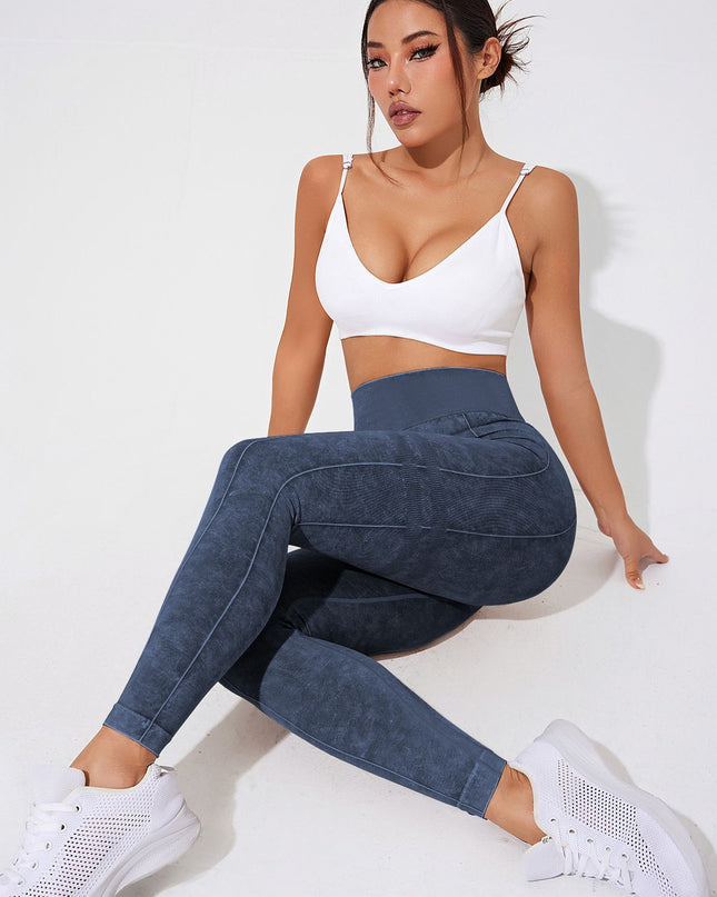 ZASUWA Female Denim Elastic Tight Hip-lift Quick Dry Leggings