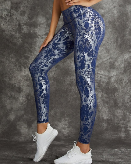 ZASUWA Female High Waist Bronzed Snakeskin Leggings