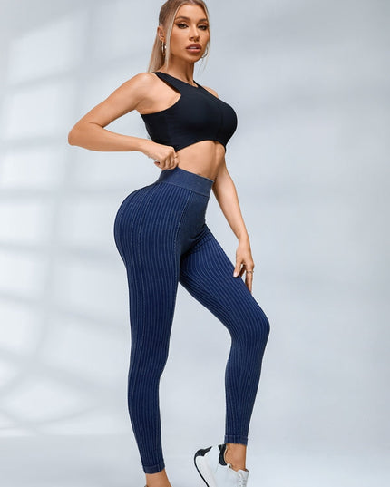 ZASUWA Female V-shaped Waist Ribbed High-waisted Hip-lift Scrunch Bum Tracksuit