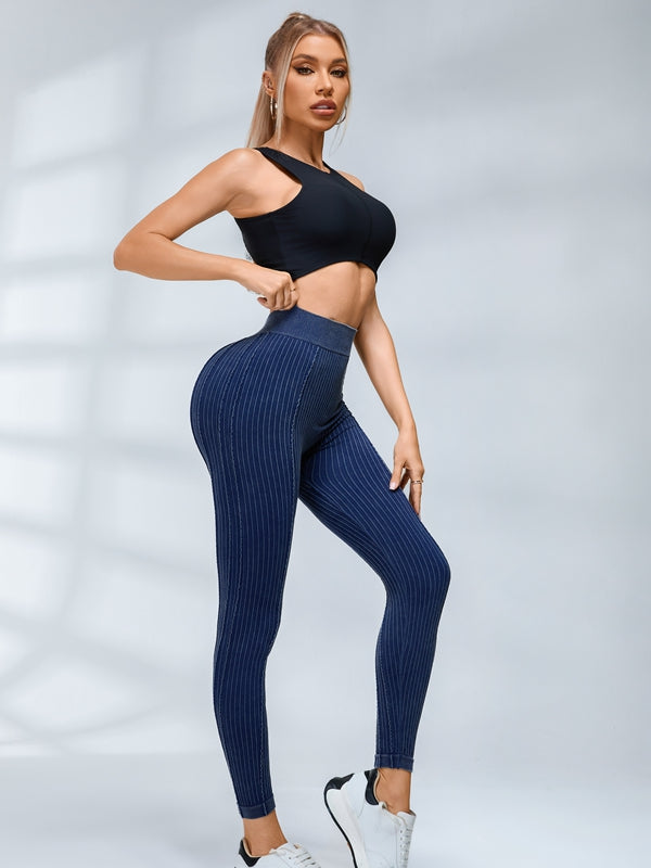 ZASUWA Female V-shaped Waist Ribbed High-waisted Hip-lift Scrunch Bum Tracksuit