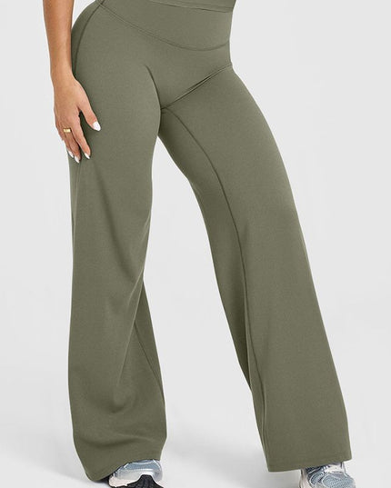 ZASUWA Female Solid Color Casual Loose Flare High-rise Leggings