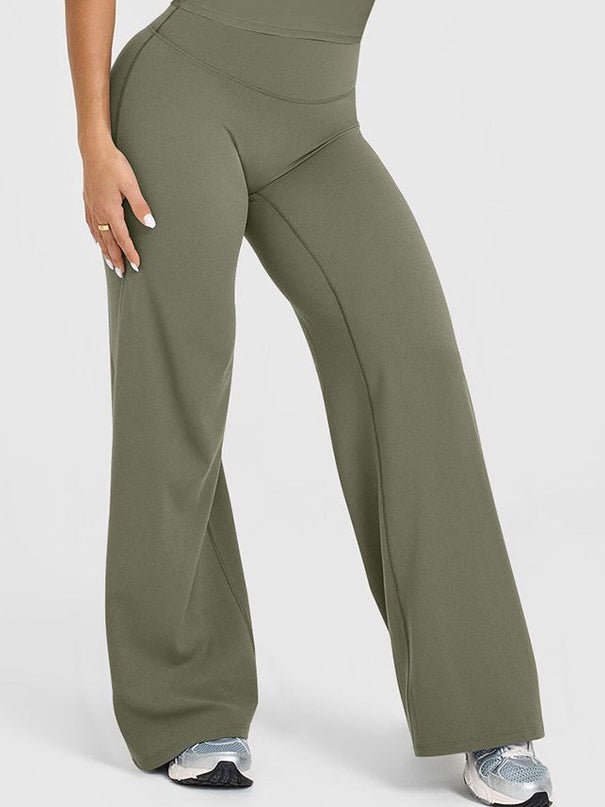 ZASUWA Female Solid Color Casual Loose Flare High-rise Leggings