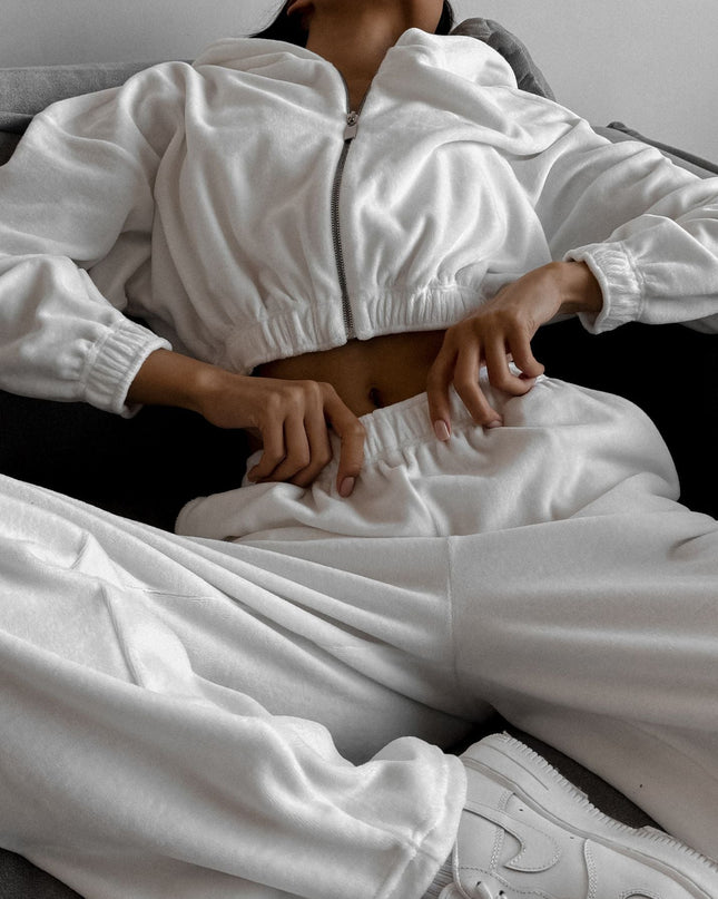 ZASUWA Female Coral Fleece Casual with Hat Tracksuit