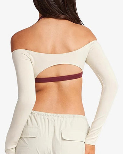 ZASUWA Female Sexy Solid Color Backless Elastic Tight Long Sleeves
