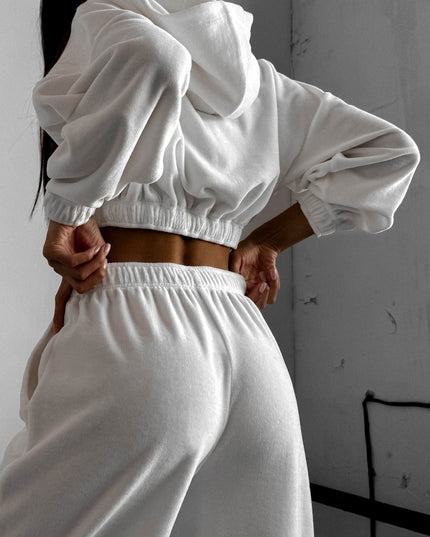 ZASUWA Female Coral Fleece Casual with Hat Tracksuit