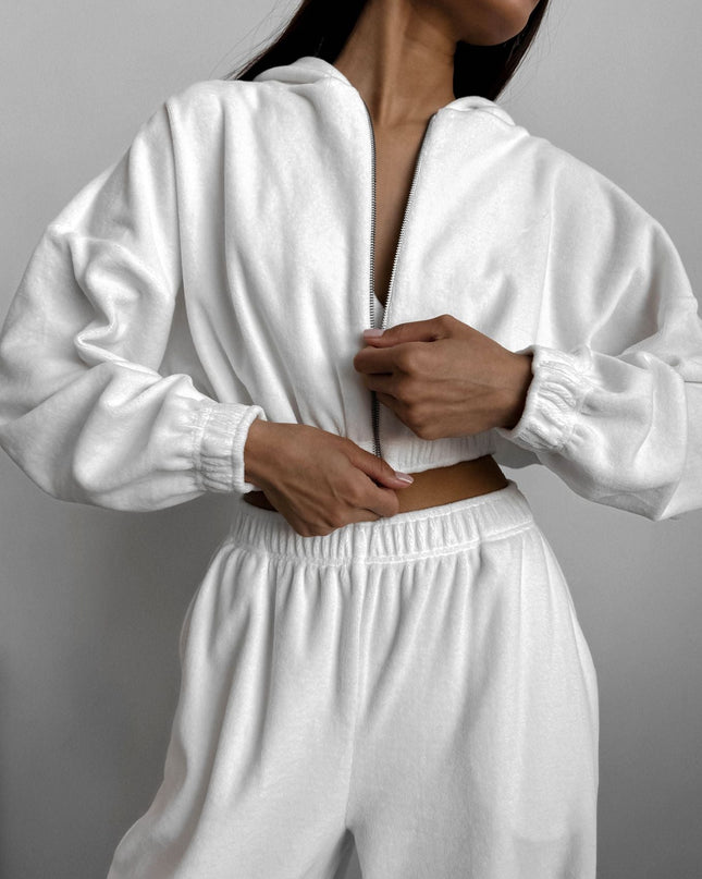 ZASUWA Female Coral Fleece Casual with Hat Tracksuit