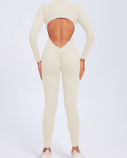 ZASUWA Female Backless Zipper Hollow Out Scrunch Bum Jumpsuit