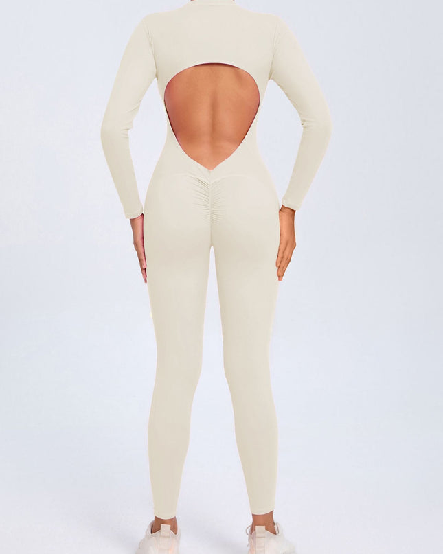 ZASUWA Female Backless Zipper Hollow Out Scrunch Bum Jumpsuit