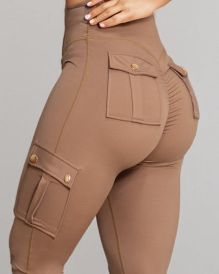 ZASUWA Female Pocket Scrunch Bum High-rise Cargo Style Leggings