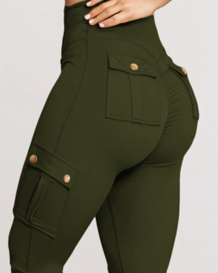 ZASUWA Female Pocket Scrunch Bum High-rise Cargo Style Leggings