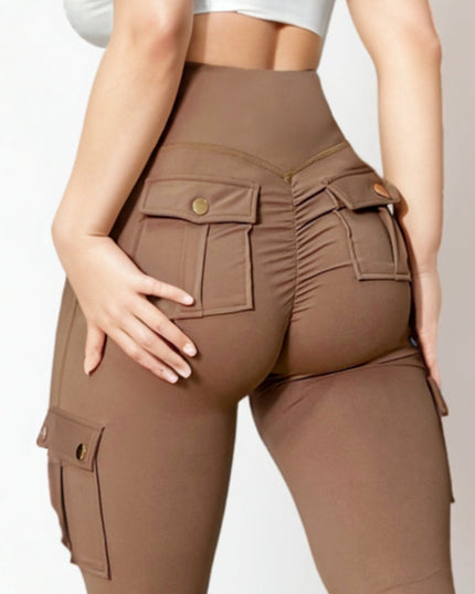 ZASUWA Female Pocket Scrunch Bum High-rise Cargo Style Leggings